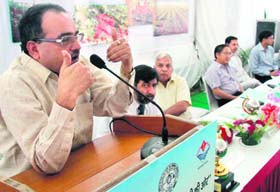 The Commissioner, Horticulture, Dr Gorakh Singh, speaks at a seminar in Dehradun