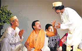Artistes enact a scene from a play, Moteram Ka Satyagraha, at Lovely Professional University on Friday.