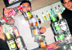 Vineet Mishra displays his skills at flair bartending