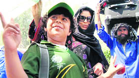 Ten-year-old Ibrahim, son of Tariq Mohammad, marketing head of the Pakistan Cricket Board, crosses over to India, along with his parents, to witness the clash between India and Pakistan at Mohali.