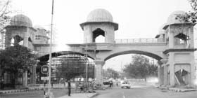 Construction work on Singh Dwar is being carried out in full swing at Mansa Devi Complex in Panchkula in the wake of Navratra festival