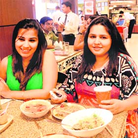 Ila Joshi and Shubhi at a restaurant in Sector 22