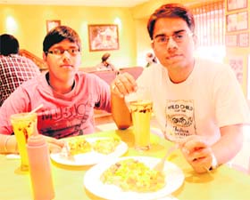 Shashant Srivastav and Karan Chabbra at a bakery in Sector 35