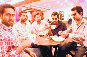Jugan, Imran, Arun, Jerry and Harry at a cafe in Sector 35