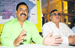 Maidan Kranti Dal leaders at a press conference on Sunday. 
