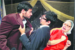  A scene from English play Box and Cox, directed by Balwant Thakur, presented as part of Natrang's Sunday theatre series. 