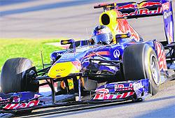 Red Bull-Renault driver Sebastian Vettel races through a corner on the way to winning Formula One's Australian Grand Prix in Melbourne on Sunday.