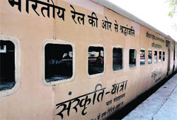 The Sanskriti Yatra Rabindra Bhawan train in Haridwar on Monday.