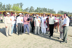 Winners with their cattle at a two-day state-level livestock exhibition at HSIIDC, Rai, in Sonepat district