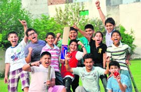 Everything for Cricket: Prem, Abhishek, Parth, Ritvik, Jaiveer, Archit, Vinayak, Aakash, Vipul, Anish, Tanish and Raju after a game of cricket during a birthday party in Ludhiana