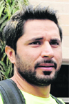 Mushtaq, the brother of Pakistan cricket captain Shahid Afridi, after crossing the Wagah border