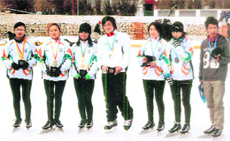 Ice Speed Skaters from Leh, who will represent India in the Asian Short Track Ice Speed Skating Trophy in Beijing