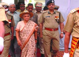 Delhi Chief Minister Sheila Dikshit arrives at the Raising Day function of Delhi Fire Service in New Delhi
