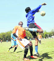 Players in action at the Bir Singh Thakur Memorial Tournament in Dehradun on Wednesday.