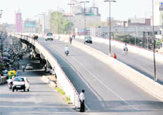 The usually crammed Jagraon Bridge wears a deserted look as residents preferred to stay indoors to watch the high-voltage match between India and Pakistan on Wednesday.