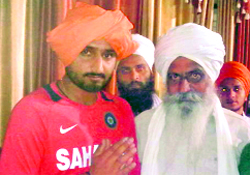 Spinner Harbhajan Singh after paying obeisance at Singh Shahidan Gurdwara, Sohana, on Wednesday night.