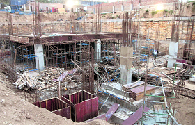 The under-construction structure.