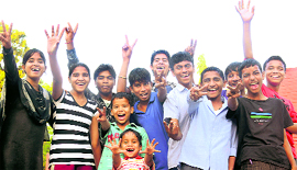 Children in a cheerful mood after being promoted to the next class.