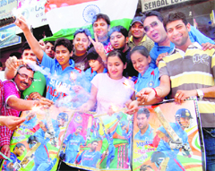 Amritsar residents celebrate Indias victory over Pakistan in Mohali