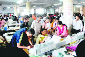 Utter confusion prevailed at the Panjab Universitys examination branch office with anxious students huddled around officials to get their roll numbers on the eve of the final exams.