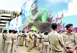 Tight security at the Wankhede Stadium, the match venue