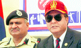DGP Kuldeep Khoda addresses a press conference in Jammu on Friday.