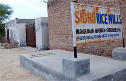 A front view of Sidhu Rice Mill, Giderbaha, in which the Sidhu Agro Industries is being run by Sukhdev Singh, father of Charanjit Singh, an aide of Manpreet Badal