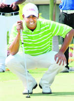PGTI Players Championship winner Anirban Lahiri at the Panchkula Golf Club on Saturday.