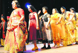 Senior students of the Society for Rehabilitation of Mentally Challenged during a fashion show at the Tagore Theatre in Chandigarh on Saturday.
