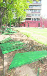 A view of the land cleared during an anti-encroachment drive at Sector 17 in Chandigarh on Saturday.