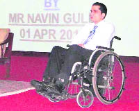 Navin Gulia delivers a lecture to cadets of the Indian Military Academy in Dehradun on Saturday.