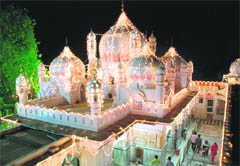 The Mansa Devi temple in Panchkula, decked up ahead of the Navratra fair.