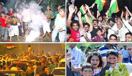 Delhi errupted in joy as soon as the Men in Blue lifted the World Cup on Saturday