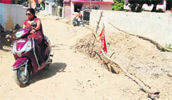 A dug up road at Salawala in Dehradun.
