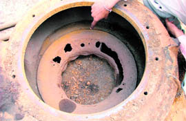 Damaged parts of a motor at the Tajpur sewage treatment plant in Ludhiana.
