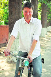 IN PRINCIPLE: Henrik Valeur advocates for biking paths in the city and commutes around the city on bike as well