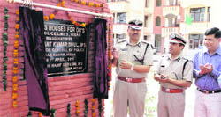 IGP A. K. Dhull inaugurates a block of 60 flats for other ranks constructed by the Haryana Police Housing Corporation at the Hisar Police Lines.