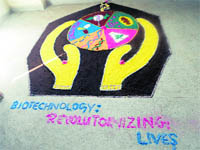 A rangoli made during a biotech fest held in Chaudhary Devi Lal University at Sirsa.