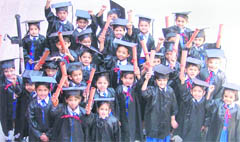 Kids of GMT Public School, Ludhiana, celebrate after getting their certificates