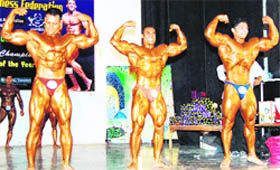Contestants participate in the 15th Minarth Classic Bodybuilding Championship in Amritsar. 