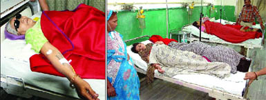 The patients of food poisoning at Lal Bahadur Shastri Hospital in east Delhi on Tuesday.