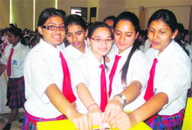 Students of Unison School vote for the World Childrens Prize in Dehradun on Wednesday.