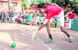 A differently abled student participates in a game on the 53rd Founders Day of Raphael Ryder Cheshire Home in Dehradun on Tuesday.