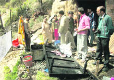 The charred remains of a house in Mussoorie