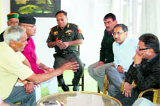 Public representatives meet Army officials at the SDMs office in Mussoorie on Tuesday