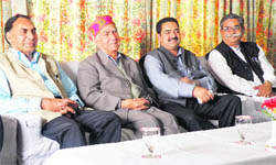National vice-president of the BJP Shanta Kumar addresses mediapersons in Dharamsala
