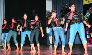 Participants from Meerut present a dance item during the All-India Interuniversity Youth Festival on the NDRI campus in Karnal.