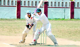A batsman in action in the District Cricket League in Dehradun on Friday.