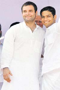 AICC general secretary Rahul Gandhi along with UDF candidate from Ernakulam Assembly constituency Hyby Eden, in Kochi