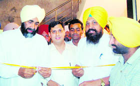 Manpreet Badal inaugurates his party office in Amritsar on Saturday.